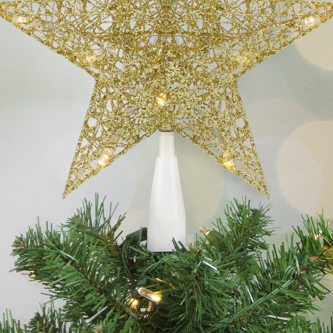 10" LED Lighted Gold Glittered Star Christmas Tree Topper Warm White Lights 10 On Sale Bed